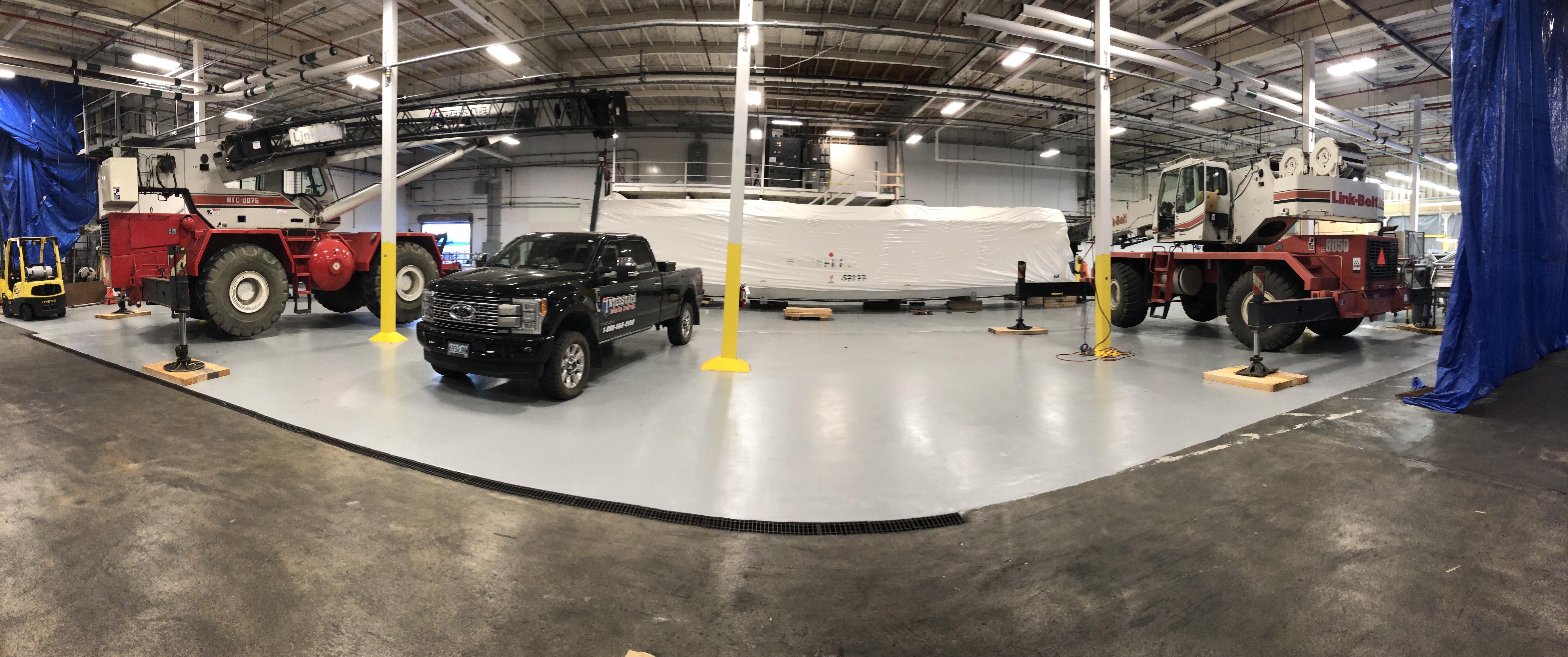 Freezer installation inside a manufacturing facility