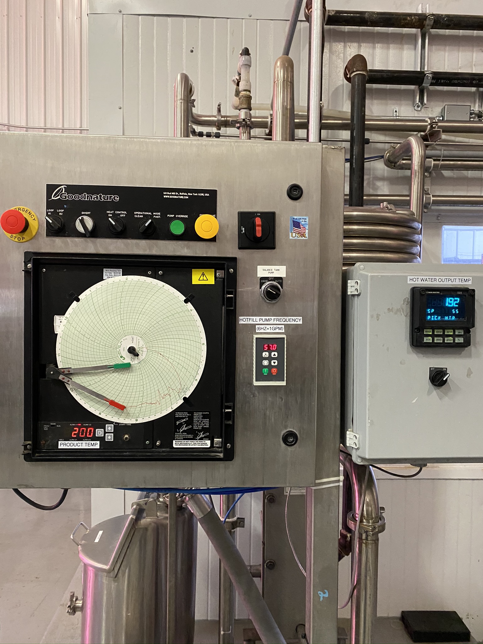Processing controls and temperature recorder